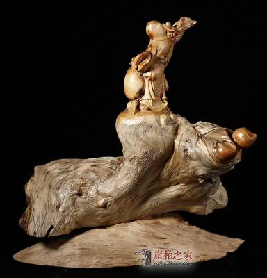 太行崖柏《壽星獻桃》,大師名作,意境悠遠!